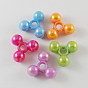 Opaque Plastic Tri Beads for Christmas Ornaments Making, AB Color, Triangle, Mixed Color, 19x17x8mm, Hole: 4mm