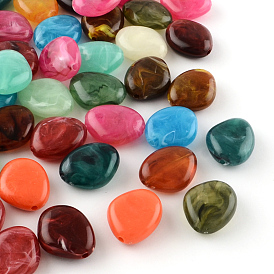 Perles acryliques de pierres fines d'imitation, 37x30x14mm, trou: 3 mm, environ 50 pcs / 500 g