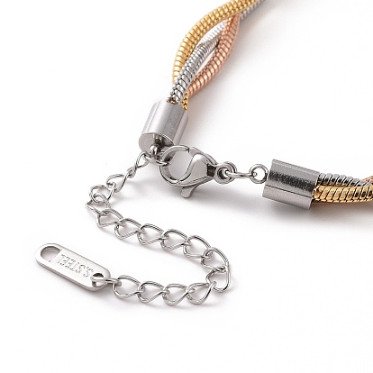 304 Stainless Steel Braided Round Snake Chain Bracelet for Women