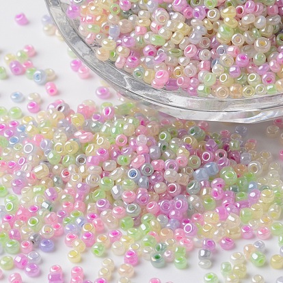 12/0 Ceylon Pearl Luster Plated Round Glass Seed Beads, 2~3x1.5~2mm, Hole: 0.8~1mm, about 37500pcs/pound