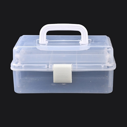 Boîte de rangement en plastique pp portable rectangulaire, avec plateau pliable à 3 niveaux, organisateur d'outils conteneur flip manipulé