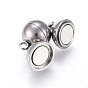 201 Stainless Steel Magnetic Clasps with Loops, Round