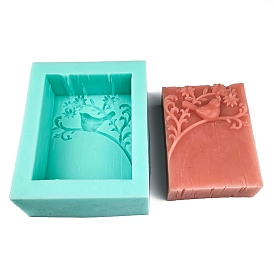 Rectangle Soap Silicone Molds, for DIY Soap Craft Making, Bird in Tree Pattern