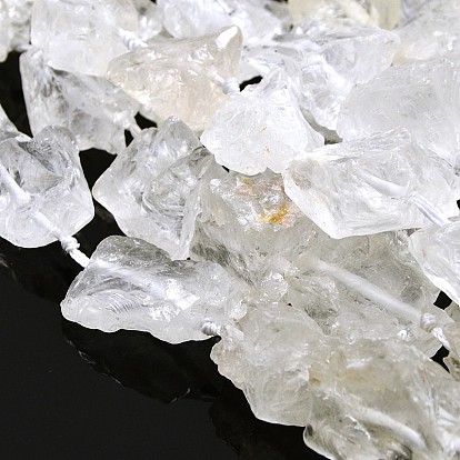 Pepitas de cuarzo natural de cristal hebras, cuentas de cristal de roca, 17~38x16~30 mm, agujero: 2 mm, sobre 14~15 unidades / cadena, 15.7 pulgada