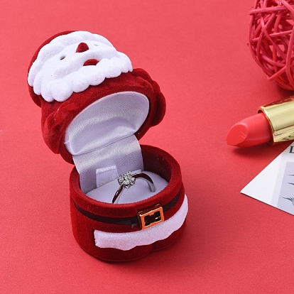 Cajas de joyería de terciopelo con forma de papá noel, caja de almacenamiento de joyas portátil, para anillo pendientes collar