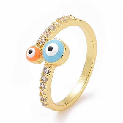 Эмалевое кольцо-манжета сглаза с прозрачным кубическим цирконием, позолоченные латунные украшения для женщин, без кадмия и без свинца