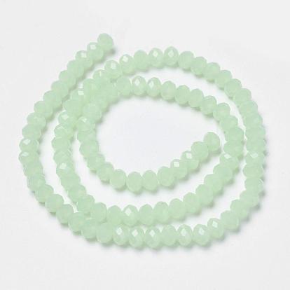 Chapelets de perles en verre, jade d'imitation, facette, rondelle