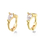 Clear Cubic Zirconia Teardrop Hoop Earrings, Brass Jewelry for Women, Nickel Free