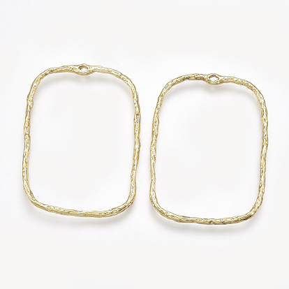 Pendentifs de lunette arrière en laiton, réel 18 k plaqué or, pour diy uv résine, une résine époxy, Bijoux à fleurs pressées, rectangle
