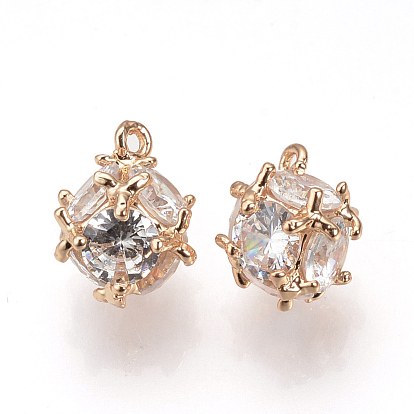 Brass Cubic Zirconia Charms, Cube