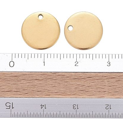 Placage ionique (ip) 304 breloques en acier inoxydable, estampage pendentif étiquette vierge, plat rond