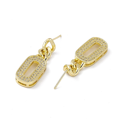 Boucles d'oreilles pendantes ovales en zircone cubique transparente, bijoux en laiton de placage de rack pour les femmes, sans cadmium et sans plomb