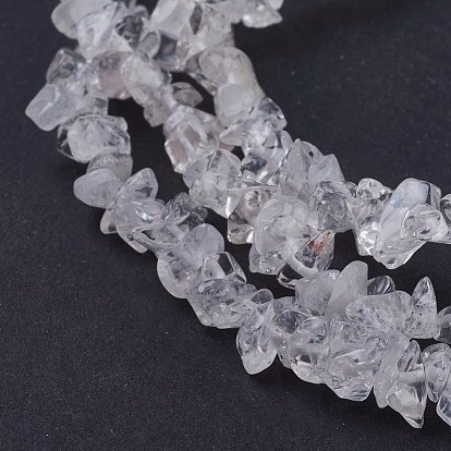 Quartz Crystal Chips Beads Strands, Rock Crystal Beads, Clear, 3~5x3~5mm, hole: 1mm, 31~32 inch