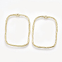 Brass Open Back Bezel Pendants, Real 18K Gold Plated, For DIY UV Resin, Epoxy Resin, Pressed Flower Jewelry, Rectangle