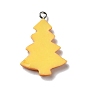 Opaque Resin Pendants, with Platinum Tone Iron Loops, Imitation Gingerbread, Christmas Tree