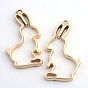 Matte Style Alloy Rabbit Bunny Open Back Bezel Pendants, For DIY UV Resin, Epoxy Resin, Pressed Flower Jewelry, Cadmium Free & Nickel Free & Lead Free, 43.9x23.5x3.5mm, Hole: 3mm