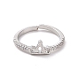 Anillo de puño abierto con corona hueca de circonita cúbica transparente, joyas de latón para mujer