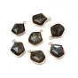 Natural Labradorite Pendants, with Golden Tone Brass Findings, Faceted, Pentagon