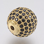 Brass Micro Pave Cubic Zirconia Beads, Lead Free & Cadmium Free, Round