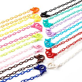13 pcs 13 couleurs colliers de chaîne de câble en plastique abs personnalisés, chaînes de sac à main, avec fermoir pince de homard