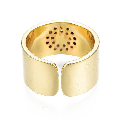 Кольцо-манжета с широкой полосой эмали от сглаза, открытое кольцо из настоящей позолоченной латуни с кубическим цирконием для женщин, без никеля 