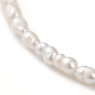 Bracelets de cheville en perles d'eau douce de culture naturelles, avec fermoirs mousquetons en acier inoxydable 304 plaqués or