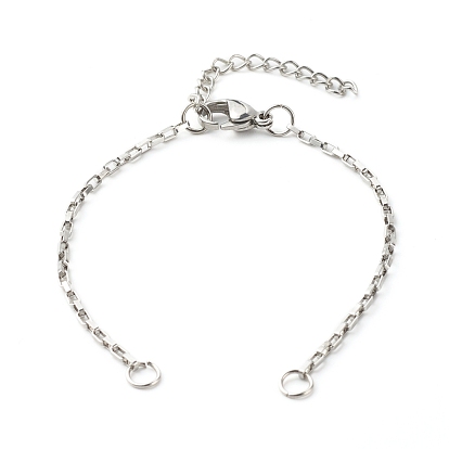 304 fabrication de chaînes et de bracelets en acier inoxydable, avec des anneaux de saut, fermoirs à pince de homard et chaînes d'extrémités