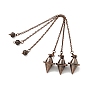 Brass Cable Chain Pointed Dowsing Pendulums, with Alloy Lobster Claw Clasps, Cadmium Free & Lead Free, Bicone