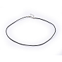 Cordon de collier de bijoux, cordon pvc, noir, couleur platine fermoir de fer et une chaîne réglable