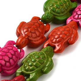 Teñidos perlas turquesas sintéticas hebras, tortugas marinas