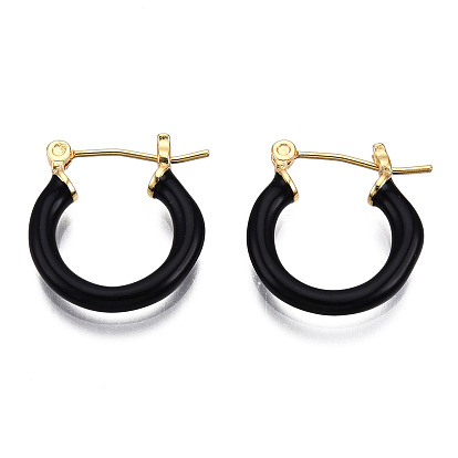 Серьги-кольца с эмалью, настоящие позолоченные украшения 18k для женщин, без никеля 