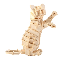 Chat bricolage assemblage en bois animaux jouets kits pour garçons et filles, 3d modèle de puzzle pour les enfants, jouets intelligents pour enfants