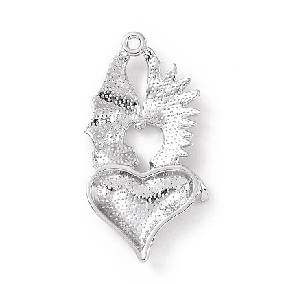 Rack Plating Alloy Enamel Pendants, Angel and Devil Wing with Heart Charms