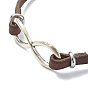 Infinity Tibetan Style Allloy Link Bracelets, with Leather Cord for Woman Men