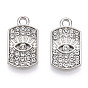 Alloy Pendants, with Crystal Rhinestone, Cadmium Free & Lead Free, Rectangle with Evil Eye