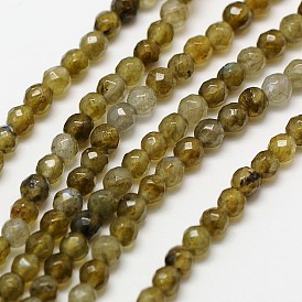 Natural Labradorite Beads Strands, Faceted Round