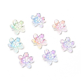 Transparent Acrylic Flower Bead Caps, AB Color, 5-Petal Flower