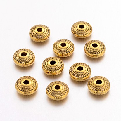 Tibetan Style Alloy Spacer Beads, Lead Free and Cadmium Free, Flat Round
