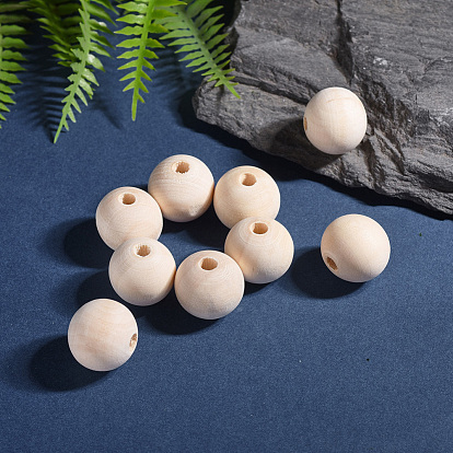 Unfinished Natural Wood Beads, Round Wooden Loose Beads Spacer Beads for Craft Making, Lead Free