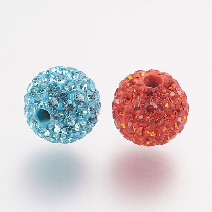 Czech Rhinestone Beads, Pave Disco Ball Beads, Polymer Clay, Round