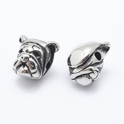 304 Stainless Steel Puppy Beads, Pug