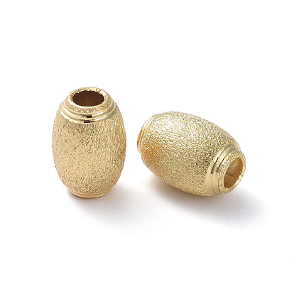 Textured Brass Beads, Long-Lasting Plated, Real 18K Gold Plated, Barrel