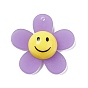 Frosted Translucent Acrylic Pendants, Sunflower with Smiling Face Charm