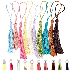 SUNNYCLUE 100Pcs 20 Style Faux Suede & Polyester Tassel Pendants, with CCB Plastic Cord Ends