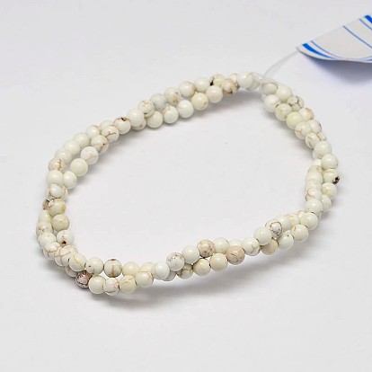 Round Natural Magnesite Beads Strands, 4mm, Hole: 1mm, about 100pcs/strand, 16.1 inch