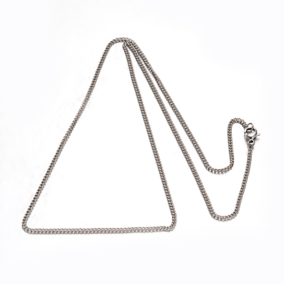 304 Stainless Steel Twisted Chain Necklaces, with Lobster Claw Clasps, 19.6 inch(50cm), 2mm