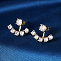 Stainless Steel Stud Earrings, with Cubic Zirconia, for Women