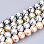 Electroplate Glass Beads Strands, Chakra Style, Round with Sit in Meditation Pattern