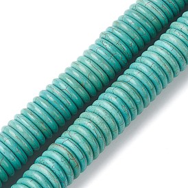 Synthetic Turquoise Beads Strands, Dyed, Flat Round/Disc