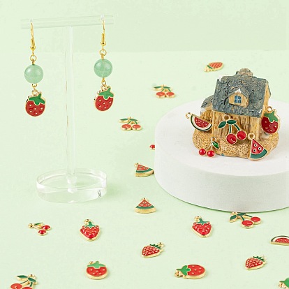 100 pcs 10 pendentifs en émail en alliage d'or léger de style, fraise